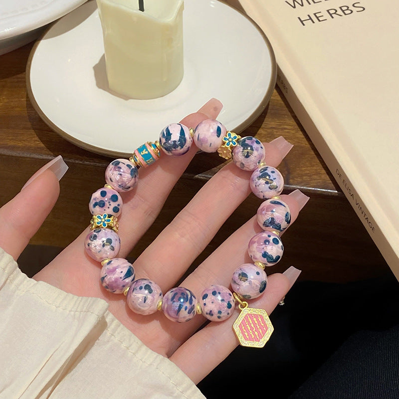 Ancient Style National Fashion Blooming Ceramic Light Luxury Bracelets