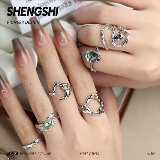 Women's Niche High-grade Light Luxury Open Sier Rings