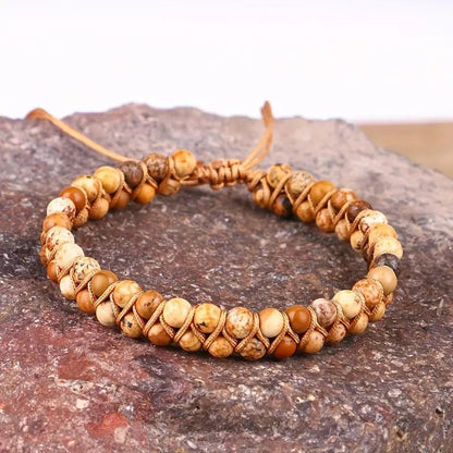 Hand-woven Purple Emperor Stone Yoga Energy Bracelets