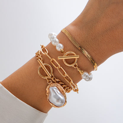 Elegant Imitation Pearl Twin Suit Style Bracelets