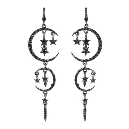 Popular Romantic Rhinestone Star Moon Ear Earrings