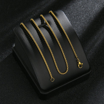 Steel Square Pearl Chain Bar Trendy Necklaces