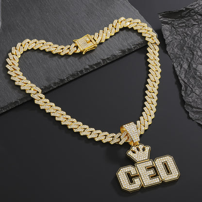 Men's Splendid Diamond Crown Letters For Cuban Necklaces