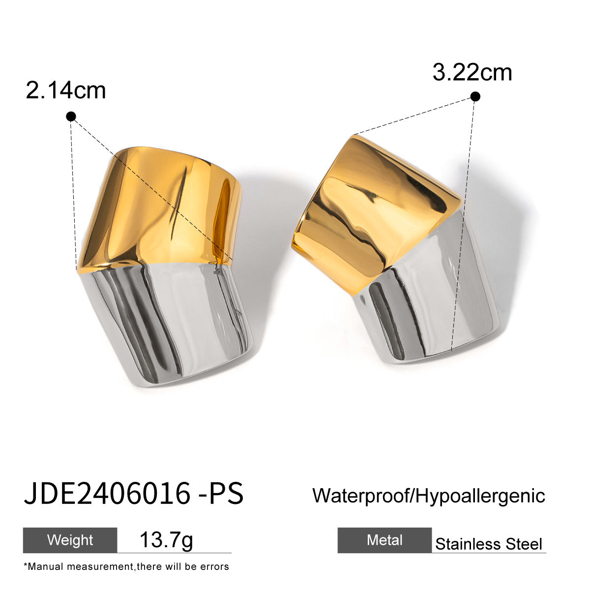 Gold Sier Two-color Irregular Stainless Steel Earrings