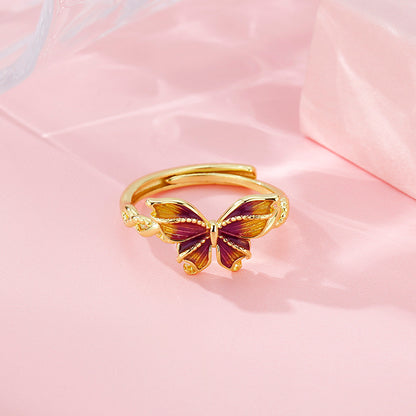 Gradient Color Butterfly Female Fairy Retro Rings