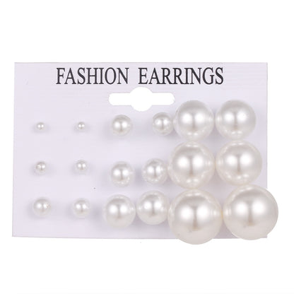 Women's Korean Jewelry Pairs Pearl Suit Fashion Earrings