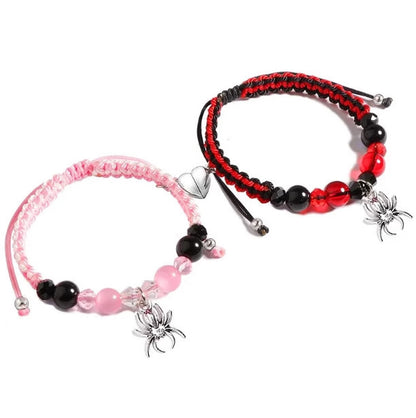 Cat Couple Heart-shaped Magnetic Hand Woven Bracelets
