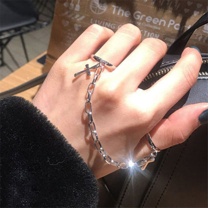 Women's & Men's Chain Combination Punk Fan Open One-piece Rings