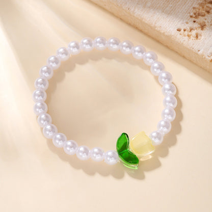 Women's Tulip Pearl Fashion Flower Fresh Bracelets