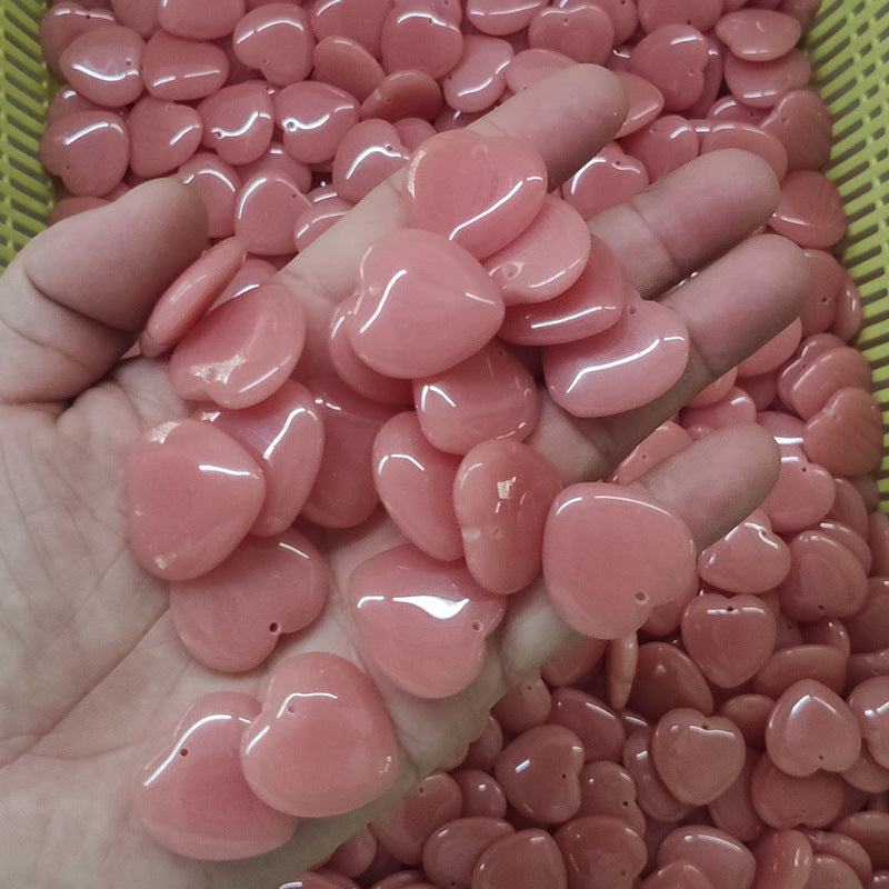 Colorful Luminous Stone Peach Heart Ornament Pendants