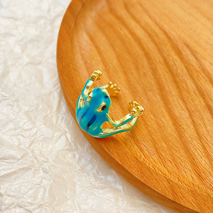 Green Dripping Frog Design Cute Small Rings