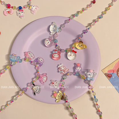 Korean Transparent Resin Color Beaded Little Princess Cute Cartoon Necklaces