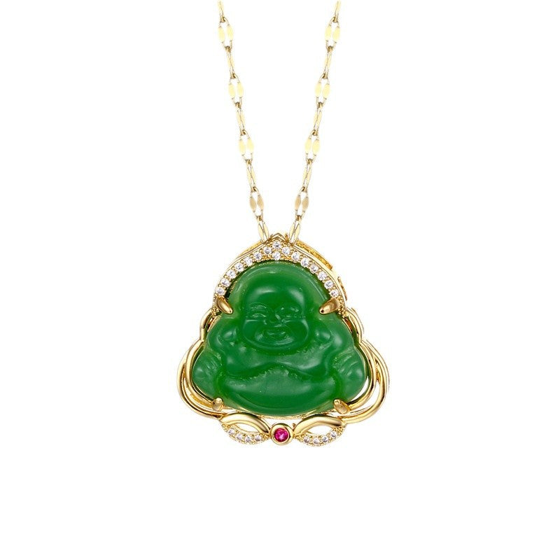 Women's High-grade Ancient Gold Inlaid Zircon Maitreya Necklaces