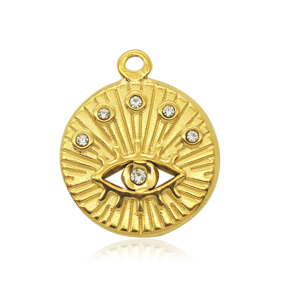 Stainless Steel Geometric Round Sun Eyes Pendants