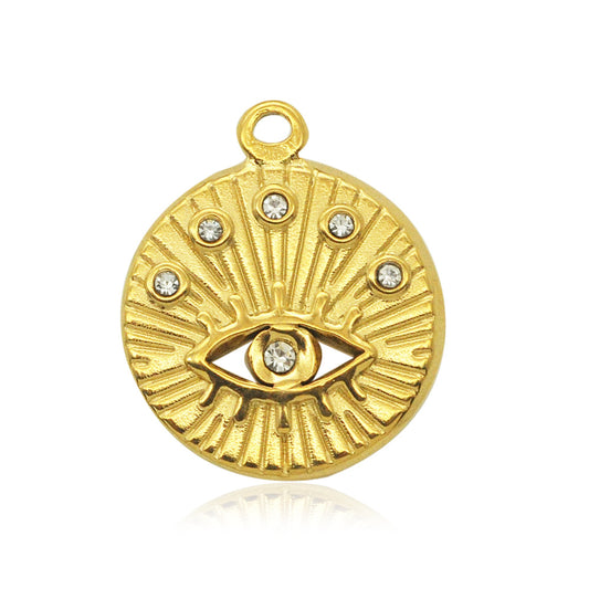 Stainless Steel Geometric Round Sun Eyes Pendants