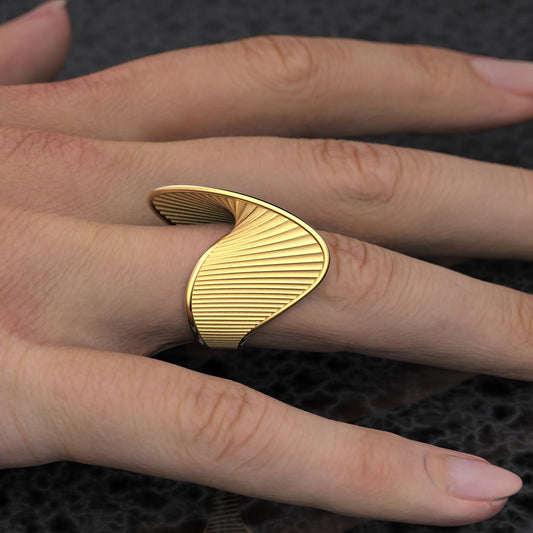 Stainless Steel Striped Twist Niche Unique Rings