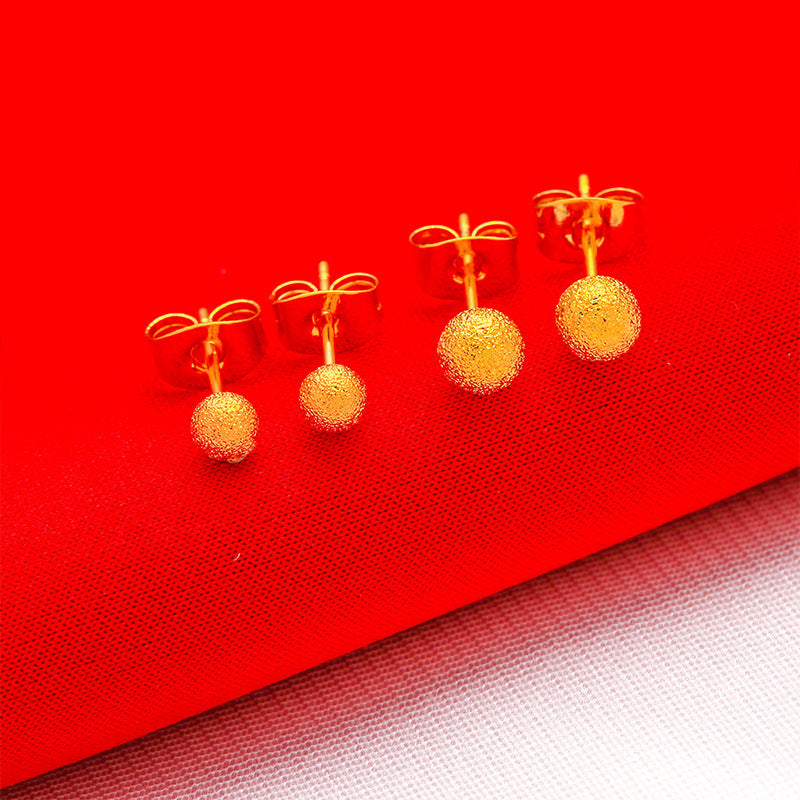 Gold-plated Fancy Vietnam Placer Gold Glazed Surface Earrings