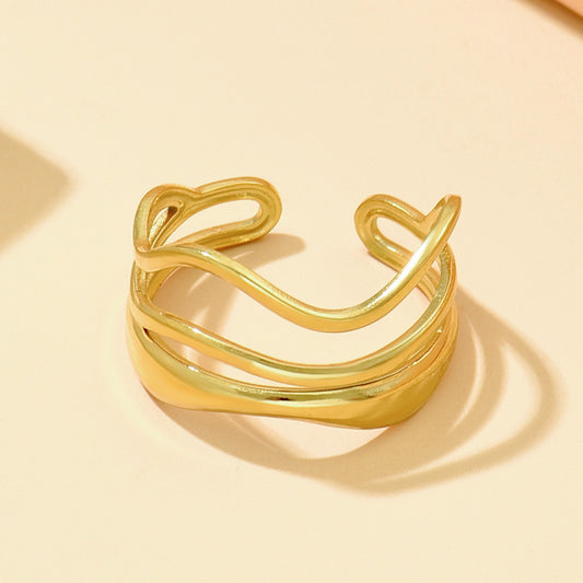 Ornament Fashion Line Open Stainless Female Twin Rings