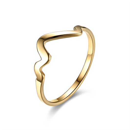 Korean Style Titanium Steel Irregular Female Ecg Rings