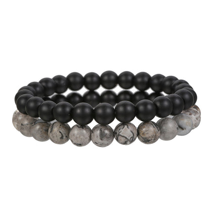 Men's Frosted Wooden Bead Hematite Beaded Suit Bracelets