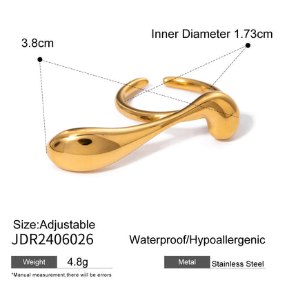 Ding Ornament Gold Stainless Steel Open Rings