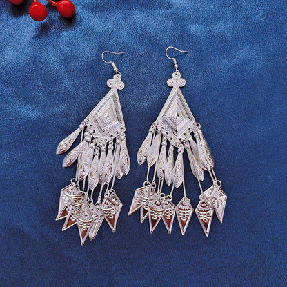 Long Exaggerated Stage Ornament Minorities Han Chinese Clothing Earrings