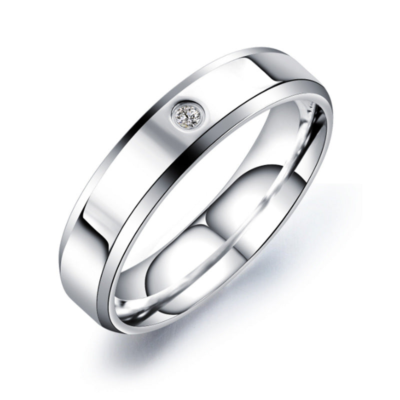 Style Simple Couple Diamond Glossy Single Stainless Steel Rings