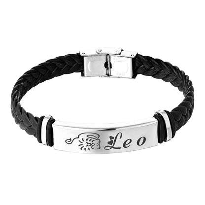 Twist Leather Rope Woven Stainless Steel Snap Joint Bracelets