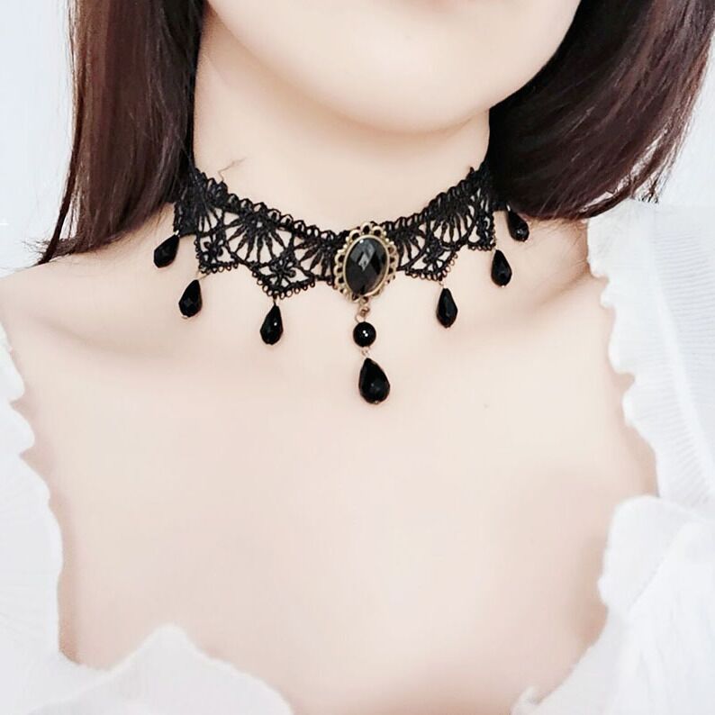 Dark Style Lolita Gothic Female Vintage Rose Necklaces