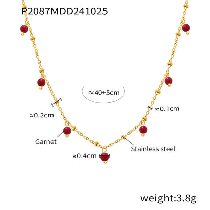 Ornament Stainless Steel Handmade Natural Stone Small Bead Clavicle Necklaces