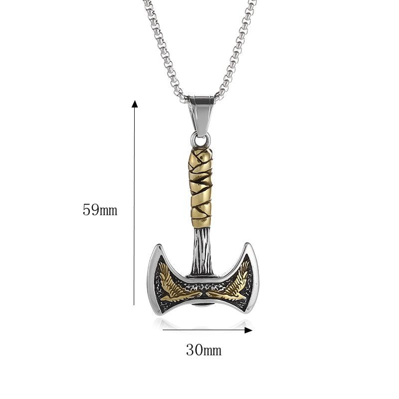 Men's Nordic Viking Double-headed Axe Titanium Steel Hip Hop Fashion Pendants