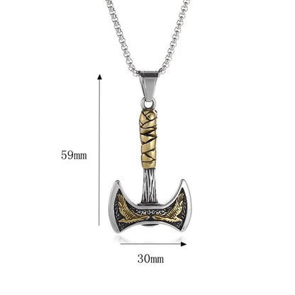 Men's Nordic Viking Double-headed Axe Titanium Steel Hip Hop Fashion Pendants