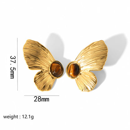 Gold Flower Female Niche Exaggerated Stainless Earrings