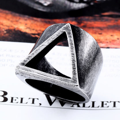 Men's Simple Personality Triangle Hollow Fashion Stainless Rings