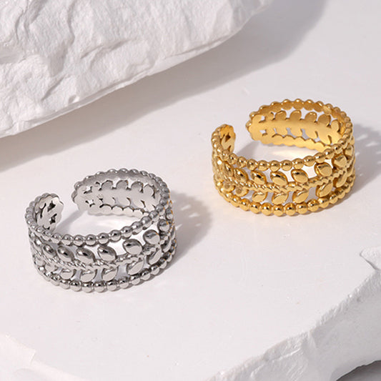 Leaves Titanium Steel Female Personalized Minority Rings