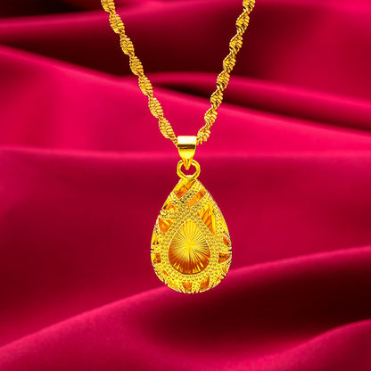 Women's Vietnam Placer Gold Water Drop Love Necklaces