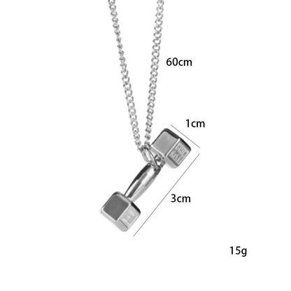 Men's Style Fashion Fitness Lettering Dumbbell Power Necklaces