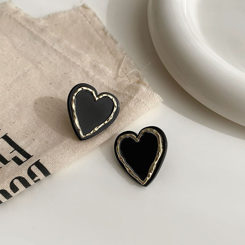 Sier Pearl Letters Love Heart Personalized Simple Earrings