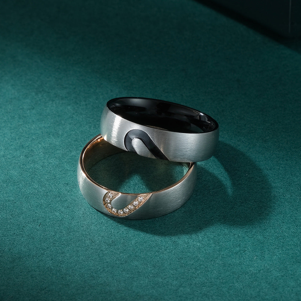 Durable Couple Ornament Titanium Steel Heart-shaped Rings