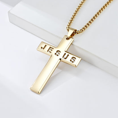 Stainless Steel Cross Shelf Unisex Style Pendants