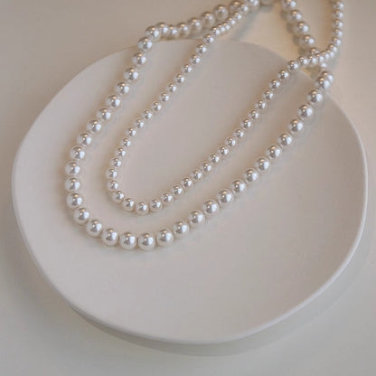 Laziness Plain Pearl Female Niche High Necklaces