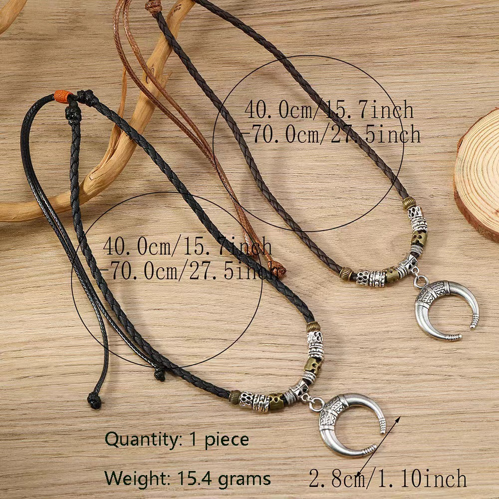 Retro Ethnic Style Woven Crescent Horn Simple Niche Advanced Necklaces