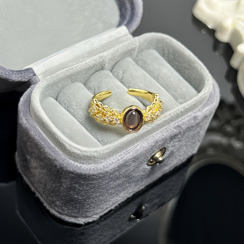 Zircon Lace Hollow Out Female Cold Rings