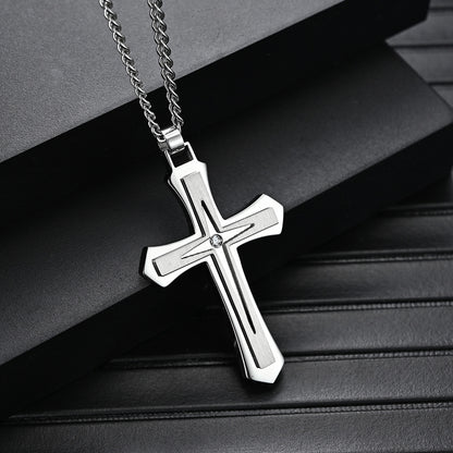 Men's Stainless Steel Two-color Cross Trendy Titanium Pendants