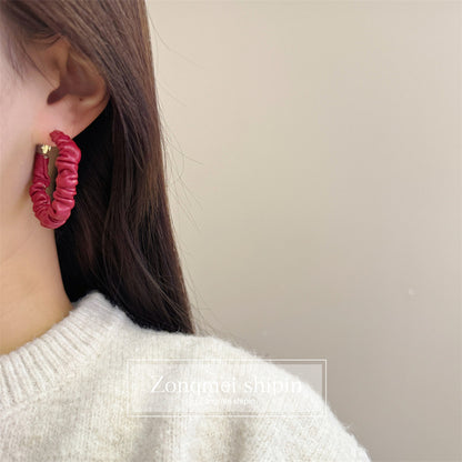 Style Leather Niche Design Solid Color Earrings