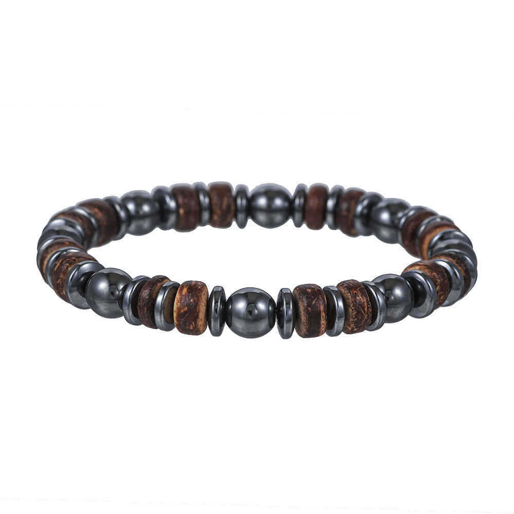 Women's & Men's Natural Haematite Volcanic Rock Elastic Simple Bracelets