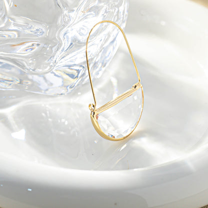 Ornament Simple Transparent Crystal Glass Semi-circle Female Earrings