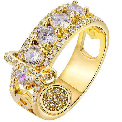 Electroplated Disc Female Fashion Creative Zircon Rings