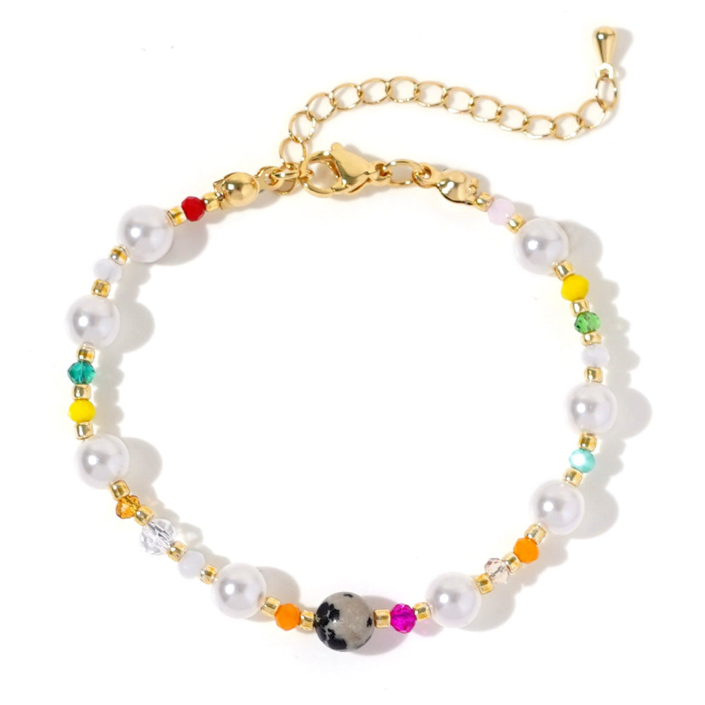 Women's Chinese Rainbow Natural Shell Dopamine Beaded Hand-woven Bracelets