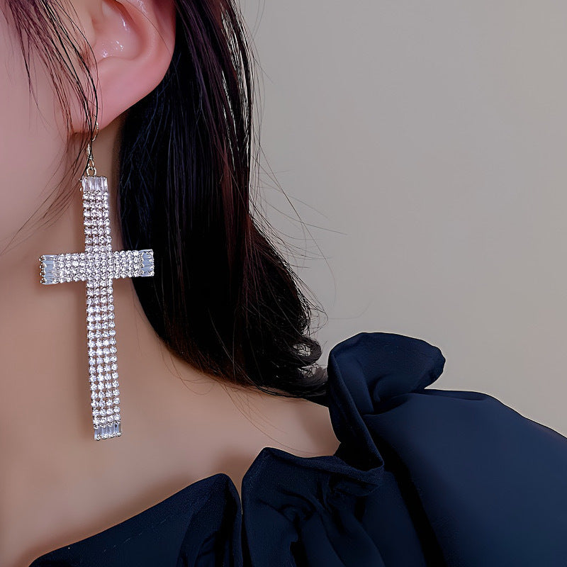 Cross Tassel Cool Nightclub Disco Dancing Personality Earrings